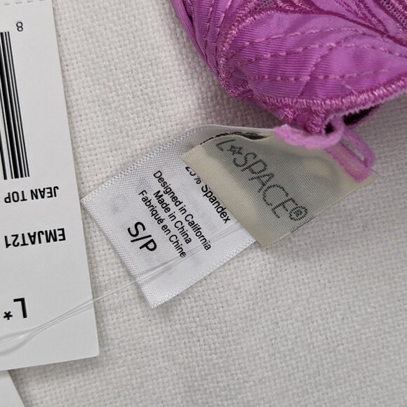 L*Space Embroidered Floral Bikini Top in Vibrant Orchid - Picture 6 of 9